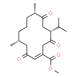 ChemSpider 2D Image | Methyl (1E,5R,9S,12R)-12-isopropyl-5,9-dimethyl-3,10,13-trioxo-1-cyclotetradecene-1-carboxylate | C21H32O5