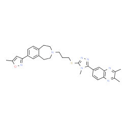 ChemSpider 2D Image | 3-(3-{[5-(2,3-Dimethyl-6-quinoxalinyl)-4-methyl-4H-1,2,4-triazol-3-yl]sulfanyl}propyl)-7-(5-methyl-1,2-oxazol-3-yl)-2,3,4,5-tetrahydro-1H-3-benzazepine | C30H33N7OS