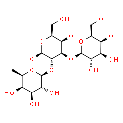 ChemSpider 2D Image | 6-Deoxy-beta-D-galactopyranosyl-(1->2)-[beta-L-galactopyranosyl-(1->3)]-beta-L-galactopyranose | C18H32O15