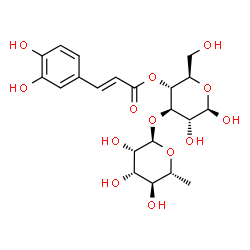 ChemSpider 2D Image | 3-O-(6-Deoxy-alpha-D-mannopyranosyl)-4-O-[(2E)-3-(3,4-dihydroxyphenyl)-2-propenoyl]-beta-D-glucopyranose | C21H28O13