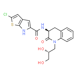 ChemSpider 2D Image | 2-Chloro-N-{(3S)-1-[(2R)-2,3-dihydroxypropyl]-2-oxo-1,2,3,4-tetrahydro-3-quinolinyl}-6H-thieno[2,3-b]pyrrole-5-carboxamide | C19H18ClN3O4S
