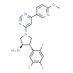 ChemSpider 2D Image | (3R,4S)-1-[6-(6-Methoxy-3-pyridinyl)-4-pyrimidinyl]-4-(2,4,5-trifluorophenyl)-3-pyrrolidinamine | C20H18F3N5O