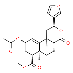 ChemSpider 2D Image | Methyl (2S,4aR,6aS,7R,9S,10bS)-9-acetoxy-2-(3-furyl)-6a,10b-dimethyl-4-oxo-1,4,4a,5,6,6a,7,8,9,10b-decahydro-2H-benzo[f]isochromene-7-carboxylate | C23H28O7