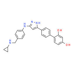 ChemSpider 2D Image | 4'-[3-({4-[(Cyclopropylamino)methyl]phenyl}amino)-1H-pyrazol-5-yl]-2,4-biphenyldiol | C25H24N4O2