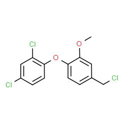 ChemSpider 2D Image | 2,4-Dichloro-1-[4-(chloromethyl)-2-methoxyphenoxy]benzene | C14H11Cl3O2