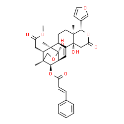 ChemSpider 2D Image | (1S,2S,5S,6S,10R,13S,14R,15S,18R,19S)-6-(3-Furyl)-10,18-dihydroxy-19-(2-methoxy-2-oxoethyl)-1,5,15-trimethyl-8-oxo-7,17-dioxapentacyclo[13.3.1.0~2,11~.0~5,10~.0~13,18~]nonadec-11-en-14-yl (2E)-3-pheny
lacrylate | C36H40O10