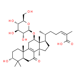 ChemSpider 2D Image | (3alpha,12beta,24Z)-12-(beta-D-Glucopyranosyloxy)-3-hydroxy-7-oxolanosta-8,24-dien-26-oic acid | C36H56O10