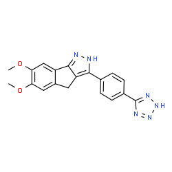 ChemSpider 2D Image | 6,7-Dimethoxy-3-[4-(1h-Tetrazol-5-Yl)phenyl]-1,4-Dihydroindeno[1,2-C]pyrazole | C19H16N6O2
