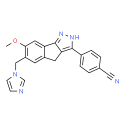 ChemSpider 2D Image | 4-[6-(1H-Imidazol-1-ylmethyl)-7-methoxy-2,4-dihydroindeno[1,2-c]pyrazol-3-yl]benzonitrile | C22H17N5O