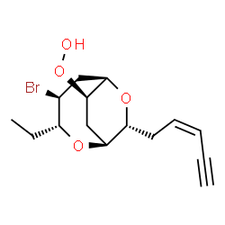 ChemSpider 2D Image | (1S,3R,4S,6R,8R,10R)-4-Bromo-3-ethyl-8-[(2Z)-2-penten-4-yn-1-yl]-2,7-dioxabicyclo[4.2.2]dec-10-yl hydroperoxide | C15H21BrO4