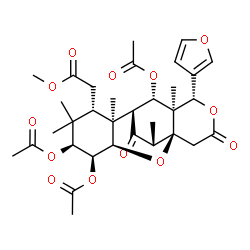 ChemSpider 2D Image | Methyl [(1S,3R,4R,5S,7S,8S,9S,10S,11S,12S,16R)-4,5,10-triacetoxy-12-(3-furyl)-6,6,8,11,16-pentamethyl-14,17-dioxo-2,13-dioxatetracyclo[7.6.2.0~1,11~.0~3,8~]heptadec-7-yl]acetate | C33H42O13