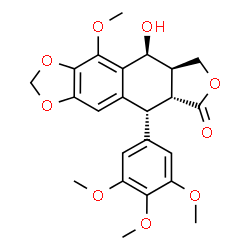 ChemSpider 2D Image | (5R,5aR,8aR,9S)-9-Hydroxy-10-methoxy-5-(3,4,5-trimethoxyphenyl)-5,8,8a,9-tetrahydrofuro[3',4':6,7]naphtho[2,3-d][1,3]dioxol-6(5aH)-one | C23H24O9
