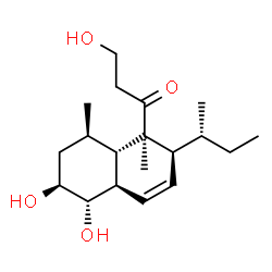ChemSpider 2D Image | 1-{(1S,2S,4aR,5S,6S,8R,8aS)-2-[(2R)-2-Butanyl]-5,6-dihydroxy-1,8-dimethyl-1,2,4a,5,6,7,8,8a-octahydro-1-naphthalenyl}-3-hydroxy-1-propanone | C19H32O4