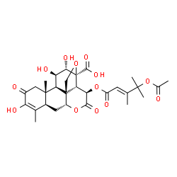 ChemSpider 2D Image | (11beta,12alpha,15beta)-15-{[(2E)-4-Acetoxy-3,4-dimethyl-2-pentenoyl]oxy}-3,11,12-trihydroxy-2,16-dioxo-13,20-epoxypicras-3-en-21-oic acid | C29H36O13