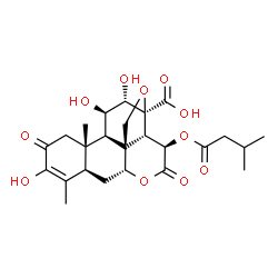 ChemSpider 2D Image | (11beta,12alpha,15beta)-3,11,12-Trihydroxy-15-[(3-methylbutanoyl)oxy]-2,16-dioxo-13,20-epoxypicras-3-en-21-oic acid | C25H32O11