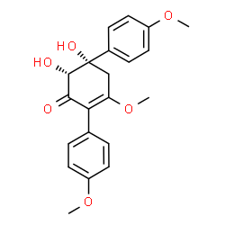 ChemSpider 2D Image | (5S,6R)-5,6-Dihydroxy-3-methoxy-2,5-bis(4-methoxyphenyl)-2-cyclohexen-1-one | C21H22O6