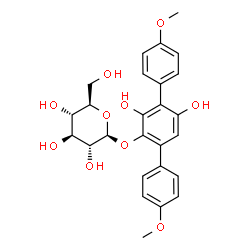 ChemSpider 2D Image | 3',5'-Dihydroxy-4,4''-dimethoxy-1,1':4',1''-terphenyl-2'-yl beta-D-glucopyranoside | C26H28O10