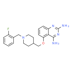 ChemSpider 2D Image | 5-{[1-(2-Fluorobenzyl)-4-piperidinyl]methoxy}-2,4-quinazolinediamine | C21H24FN5O