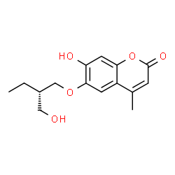 ChemSpider 2D Image | 7-Hydroxy-6-[(2S)-2-(hydroxymethyl)butoxy]-4-methyl-2H-chromen-2-one | C15H18O5