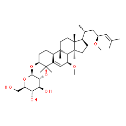 ChemSpider 2D Image | (1S,4S,7S,9beta,23S)-7,23-Dimethoxy-9,10,14-trimethyl-4,9-cyclo-9,10-secocholesta-5,24-dien-1-yl beta-D-glucopyranoside | C38H64O8