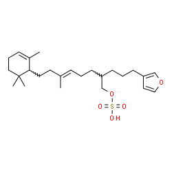 ChemSpider 2D Image | (5E)-2-[3-(3-Furyl)propyl]-6-methyl-8-(2,6,6-trimethyl-2-cyclohexen-1-yl)-5-octen-1-yl hydrogen sulfate | C25H40O5S