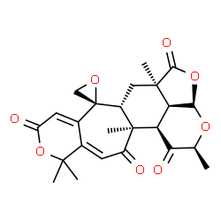 ChemSpider 2D Image | (2S,3aR,5aR,6aR,7R,13aS,13bR,13cS)-2,5a,11,11,13a-pentamethyl-5a,6,6a,13a,13b,13c-hexahydro-9H-spiro[furo[4,3,2-ij]pyrano[4',3':4,5]cyclohepta[1,2-f]isochromene-7,2'-oxirane]-1,5,9,13(2H,3aH,11H)-tetrone | C24H26O8