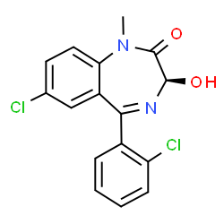 ChemSpider 2D Image | (3R)-7-Chloro-5-(2-chlorophenyl)-3-hydroxy-1-methyl-1,3-dihydro-2H-1,4-benzodiazepin-2-one | C16H12Cl2N2O2