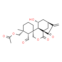 ChemSpider 2D Image | [(1R,1'S,2R,3R,6'R,7'R,9'S)-2-Formyl-7'-hydroxy-3-methyl-10'-methylene-2',11'-dioxo-3'-oxaspiro[cyclohexane-1,5'-tricyclo[7.2.1.0~1,6~]dodecan]-3-yl]methyl acetate | C22H28O7