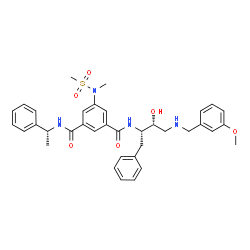 ChemSpider 2D Image | N-{(2S,3R)-3-Hydroxy-4-[(3-methoxybenzyl)amino]-1-phenyl-2-butanyl}-5-[methyl(methylsulfonyl)amino]-N'-[(1R)-1-phenylethyl]isophthalamide | C36H42N4O6S