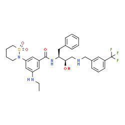 ChemSpider 2D Image | N-[(1s,2r)-1-Benzyl-2-Hydroxy-3-{[3-(Trifluoromethyl)benzyl]amino}propyl]-3-(1,1-Dioxido-1,2-Thiazinan-2-Yl)-5-(Ethylamino)benzamide | C31H37F3N4O4S