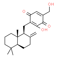 ChemSpider 2D Image | 3-Hydroxy-5-(hydroxymethyl)-2-{[(1S,4aS,8aS)-5,5,8a-trimethyl-2-methylenedecahydro-1-naphthalenyl]methyl}-1,4-benzoquinone | C22H30O4