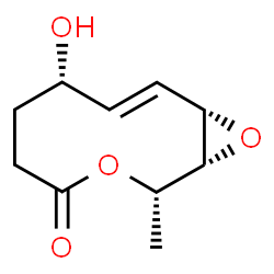 ChemSpider 2D Image | (1R,2S,7S,8E,10S)-7-Hydroxy-2-methyl-3,11-dioxabicyclo[8.1.0]undec-8-en-4-one | C10H14O4