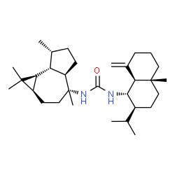 ChemSpider 2D Image | 1-[(1S,2S,4aR,8aS)-2-Isopropyl-4a-methyl-8-methylenedecahydro-1-naphthalenyl]-3-[(1aR,4R,4aR,7R,7aS,7bS)-1,1,4,7-tetramethyldecahydro-1H-cyclopropa[e]azulen-4-yl]urea | C31H52N2O