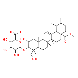ChemSpider 2D Image | 2,23-Dihydroxy-28-methoxy-28-oxours-12-en-3-yl methyl hexopyranosiduronate | C38H60O11