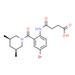 ChemSpider 2D Image | 4-[(4-Bromo-2-{[(3R,5S)-3,5-dimethyl-1-piperidinyl]carbonyl}phenyl)amino]-4-oxobutanoic acid | C18H23BrN2O4