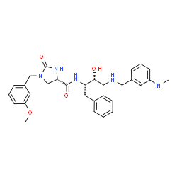 ChemSpider 2D Image | (4s)-N-[(1s,2r)-1-Benzyl-3-{[3-(Dimethylamino)benzyl]amino}-2-Hydroxypropyl]-1-(3-Methoxybenzyl)-2-Oxoimidazolidine-4-Carboxamide | C31H39N5O4