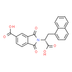 ChemSpider 2D Image | 2-[(1R)-1-Carboxy-2-(1-naphthyl)ethyl]-1,3-dioxo-5-isoindolinecarboxylic acid | C22H15NO6