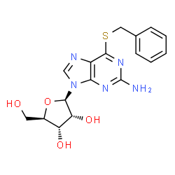 ChemSpider 2D Image | 6-(Benzylsulfanyl)-9-(beta-D-ribofuranosyl)-9H-purin-2-amine | C17H19N5O4S