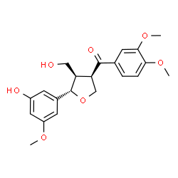 ChemSpider 2D Image | (3,4-Dimethoxyphenyl)[(3R,4R,5S)-5-(3-hydroxy-5-methoxyphenyl)-4-(hydroxymethyl)tetrahydro-3-furanyl]methanone | C21H24O7