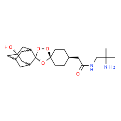 ChemSpider 2D Image | N-(2-Amino-2-methylpropyl)-2-[(1s,4s,5's,5''r)-5''-hydroxydispiro[cyclohexane-1,3'-[1,2,4]trioxolane-5',2''-tricyclo[3.3.1.1~3,7~]decan]-4-yl]acetamide | C22H36N2O5