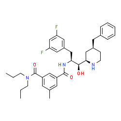 ChemSpider 2D Image | N'-[(1R,2S)-1-[(2R,4S)-4-Benzyl-2-piperidinyl]-3-(3,5-difluorophenyl)-1-hydroxy-2-propanyl]-5-methyl-N,N-dipropylisophthalamide | C36H45F2N3O3