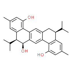 ChemSpider 2D Image | (5S,6S,12S)-5,12-Diisopropyl-3,10-dimethyl-5,6,12,13-tetrahydrobenzo[k]tetraphene-1,6,8-triol | C30H34O3