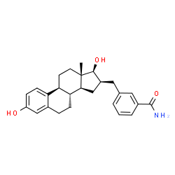 ChemSpider 2D Image | 3-{[(16beta,17beta)-3,17-Dihydroxyestra-1(10),2,4-trien-16-yl]methyl}benzamide | C26H31NO3