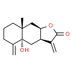 ChemSpider 2D Image | (3aR,4aR,8aR,9aR)-4a-hydroxy-8a-methyl-3,5-dimethylidenedecahydronaphtho[2,3-b]furan-2(3H)-one | C15H20O3