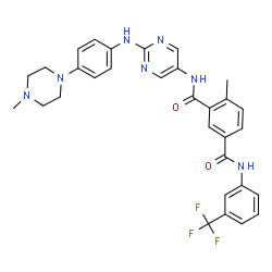 ChemSpider 2D Image | 4-Methyl-N~3~-(2-{[4-(4-methyl-1-piperazinyl)phenyl]amino}-5-pyrimidinyl)-N~1~-[3-(trifluoromethyl)phenyl]isophthalamide | C31H30F3N7O2