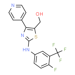 ChemSpider 2D Image | (2-((4-fluoro-3-(trifluoromethyl)phenyl)amino)-4-(pyridin-4-yl)thiazol-5-yl)methanol | C16H11F4N3OS