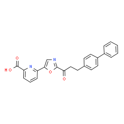 ChemSpider 2D Image | 6-[2-(3-biphenyl-4-ylpropanoyl)-1,3-oxazol-5-yl]pyridine-2-carboxylic acid | C24H18N2O4