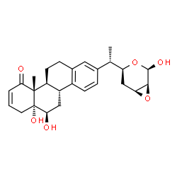 ChemSpider 2D Image | (5S)-2,3-Anhydro-4-deoxy-5-{(1S)-1-[(4bR,6R,6aR,10aR,10bS)-6,6a-dihydroxy-10a-methyl-10-oxo-4b,5,6,6a,7,10,10a,10b,11,12-decahydro-2-chrysenyl]ethyl}-alpha-L-erythro-pentopyranose | C26H32O6