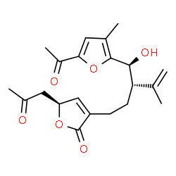 ChemSpider 2D Image | (5S)-3-{(3S)-3-[(S)-(5-Acetyl-3-methyl-2-furyl)(hydroxy)methyl]-4-methyl-4-penten-1-yl}-5-(2-oxopropyl)-2(5H)-furanone | C21H26O6