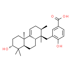 ChemSpider 2D Image | 4-Hydroxy-3-{[(3alpha,10alpha,13beta,14beta)-3-hydroxy-13,14-dimethylpodocarp-9(11)-en-14-yl]methyl}benzoic acid | C27H38O4